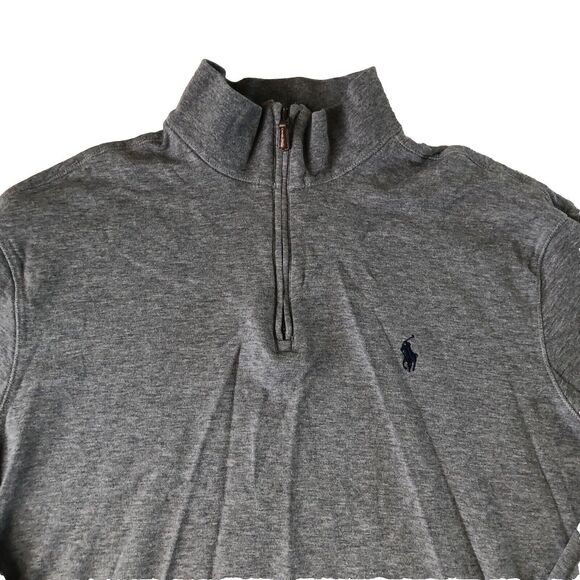 Polo Ralph Lauren 1/4 Zip Long Sleeve Heather Gray Pullover Large - Picture 12 of 12